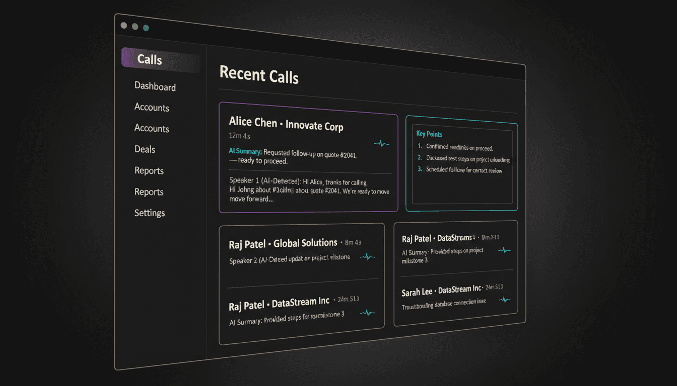 Sidekick CRM AI call logging with transcript and summary